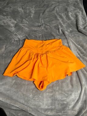 High-Waist Orange Athletic Skort Shorts